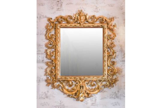 A Carved Giltwood Rococo-Style Mirror, 19th century