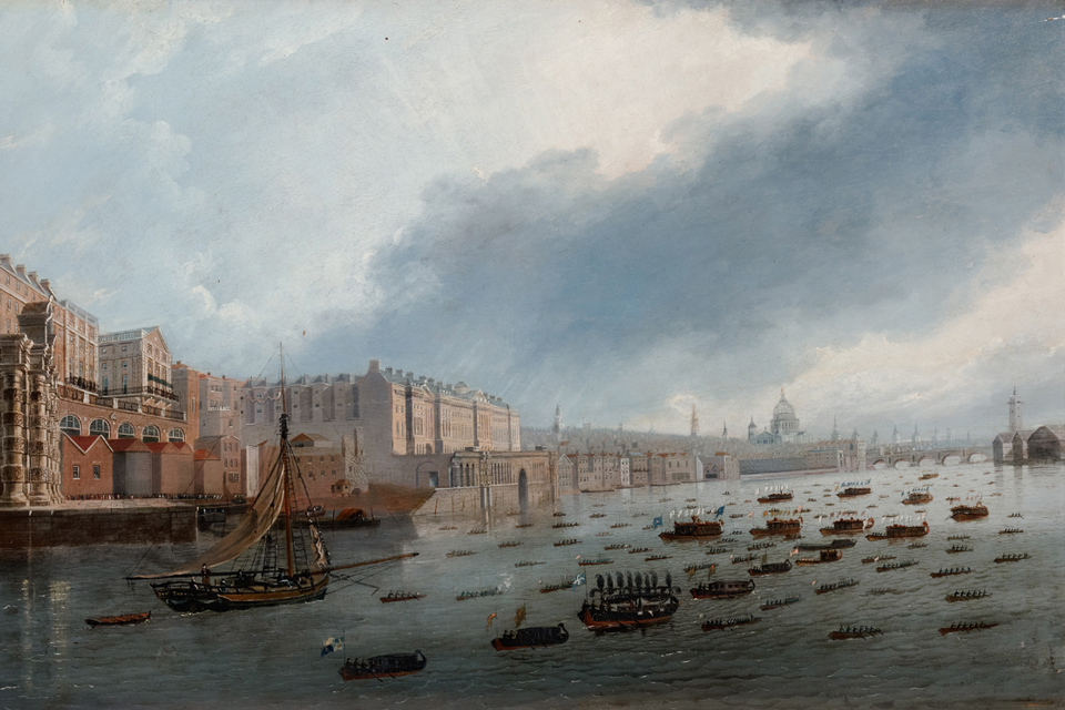 Daniel Turner painting of Nelson's funeral barge