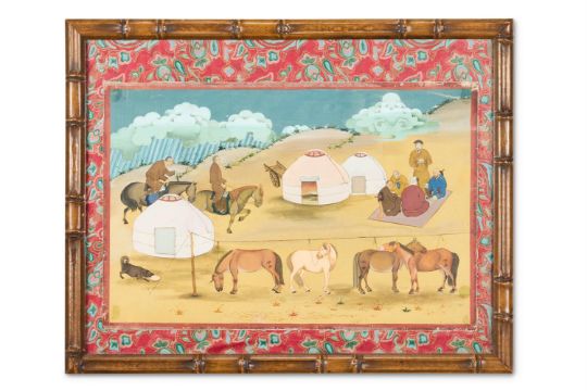 20th Century School, Mongolian Hill Camp With Horses…