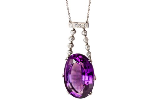 An Art Deco amethyst and diamond necklace