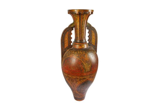 A large two-handled Hispano-Moresque polychrome vase