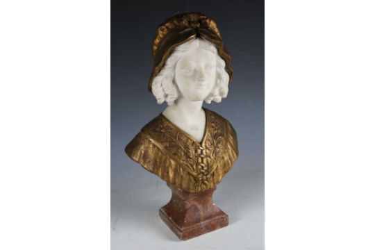 Early 20th century Continental metal and marble head