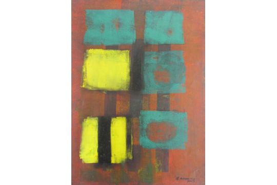 Four modern prints, geometric abstract designs