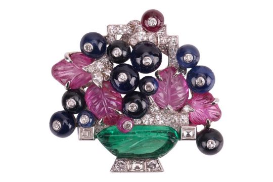 Cartier - an Art Deco multi-gem ‘Tutti Frutti’ brooch