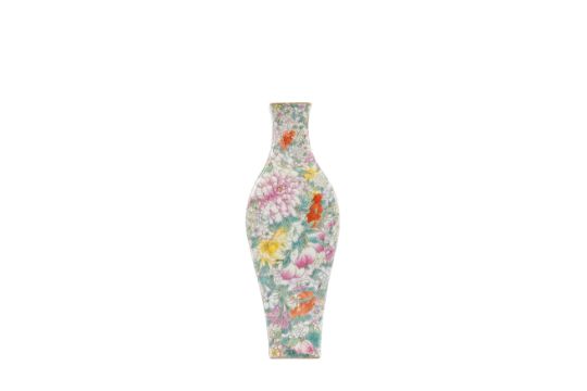 A Famille Rose Porcelain 'Mille-Fleur' Vase