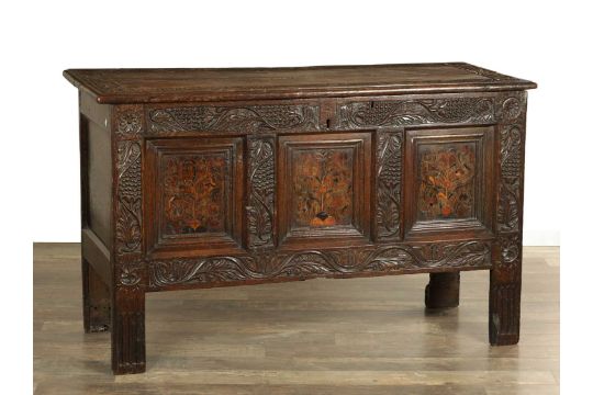 A 17th Century Yorkshire Carved Oak And Marquetry Panelled…