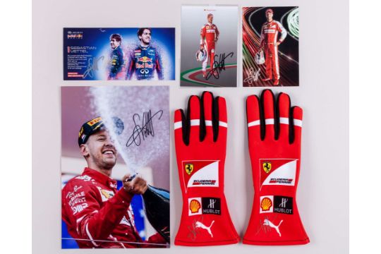 Sebastian Vettel Signed Ferrari Unofficial Gloves
