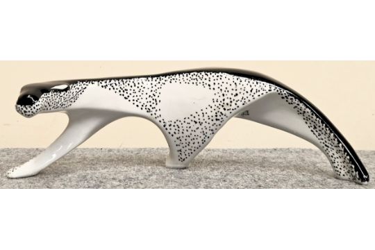 1950's Glazed Ceamic Stylized Figure Of A Panther,…