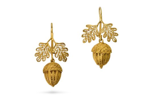 A Fine Pair Of Antique Acorn Earrings