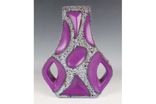 A Roth Keramik Guitar shape two-handled vase, 1970s