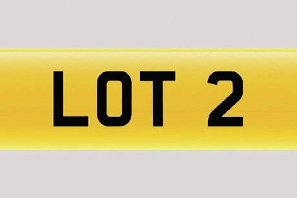 Number plate ‘LOT 2’