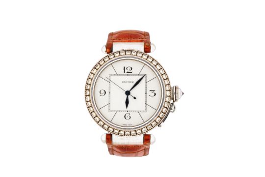 Cartier, Pasha, White Gold And Diamond Wristwatch