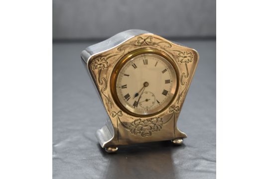 An early 20th century silver vanity clock