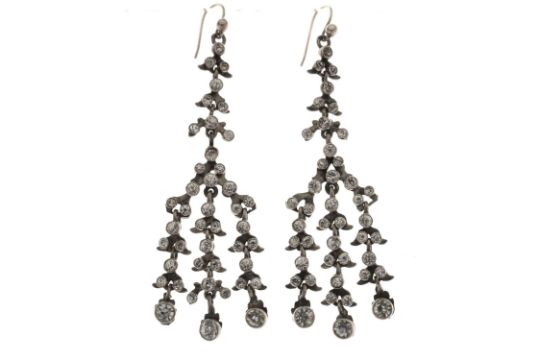 Pair of Continental paste drop earrings