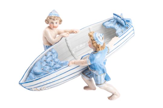 An Austrian porcelain figure group of two children