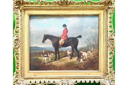 H Wolett, Oil On Canvas, Huntsman And Hounds Overlooking…