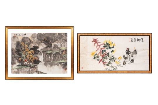 Two Paintings On Paper, China, 20th Century