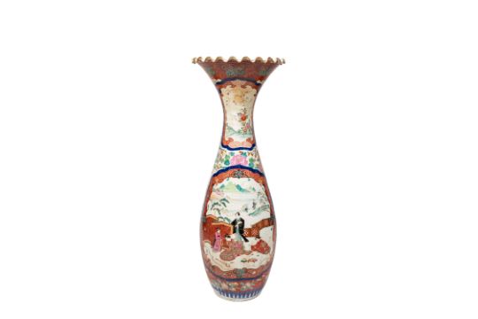 A Large Kutani Trumpet-Shaped Porcelain Vase
