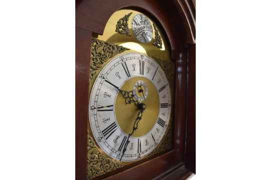 Early to mid 20thC mahogany and walnut long case clock