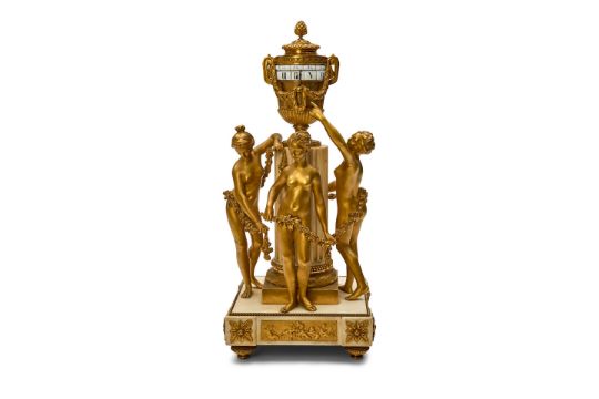 Bronze And White Marble Figural Annular Clock, France,…