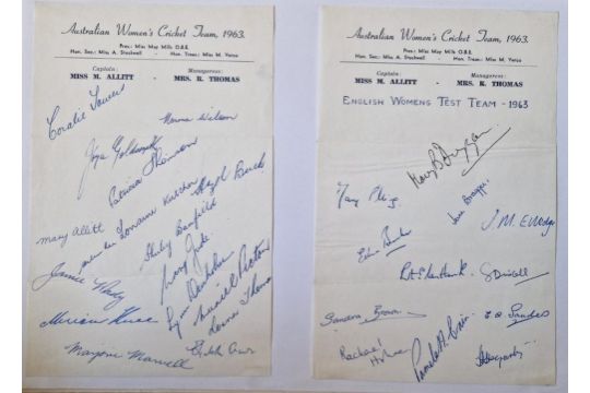 1963 Australia & England Womens Cricket Team Autographs