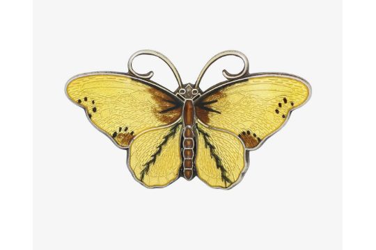 A Norwegian enamelled silver butterfly brooch