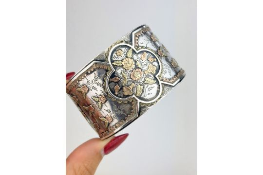 Extra Wide Antique Silver Aesthetic Bangle