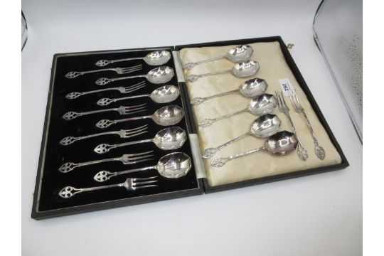 Cased Set of Silver Plated Spoons and Forks