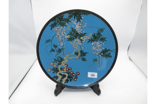 Cloisonne Enamel Plaque Decorated with Flowers