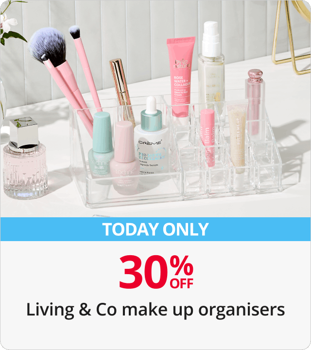 Today only - 30% Off living & co make up organisers 