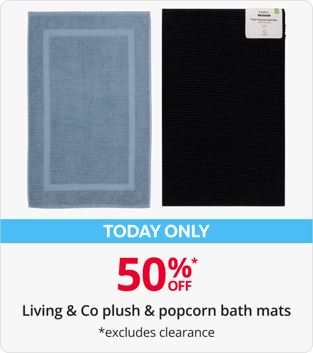 50% Off plush & popcorn bath mats 