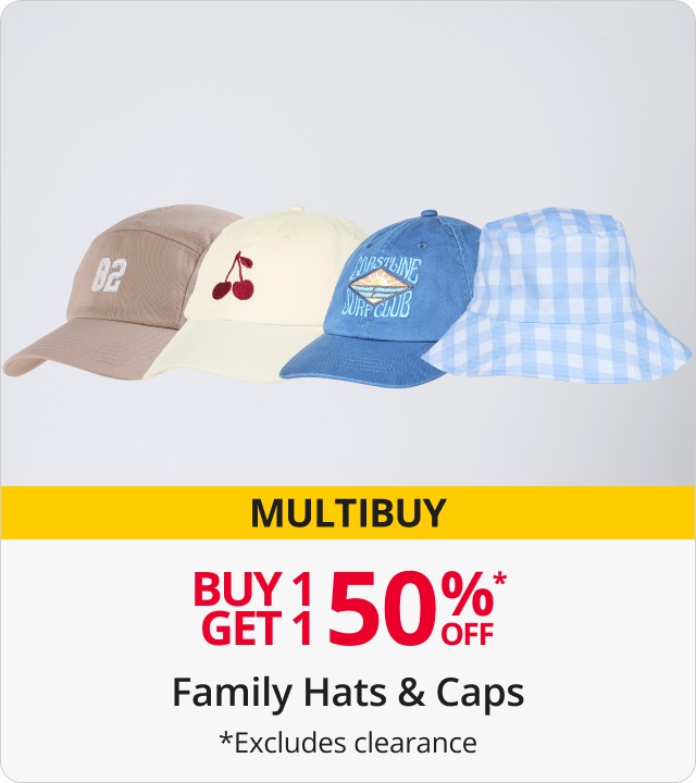 Buy 1 get 1 50% off family hats and caps