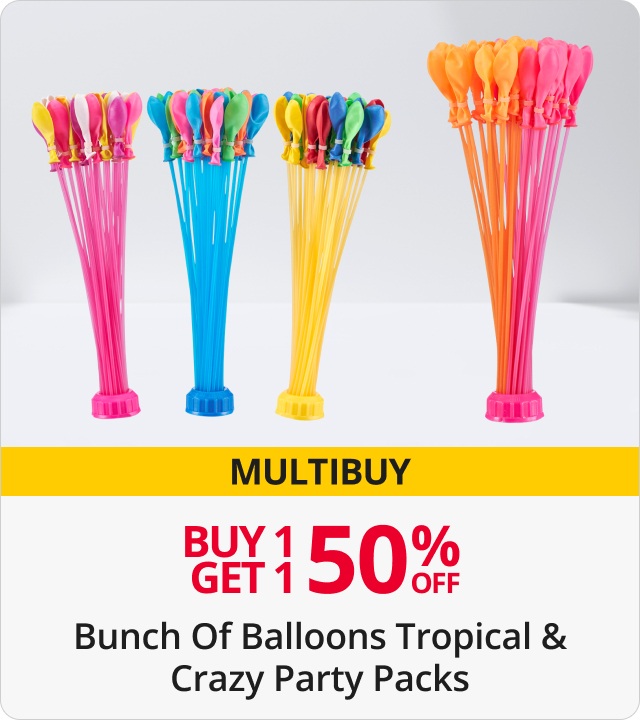 Buy 1 get 1 50% Off Bunch of Balloonw Tropical & Crazy Party Packs  