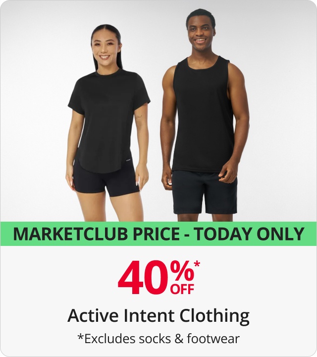 active intent clothing 40% off for MarketClub members