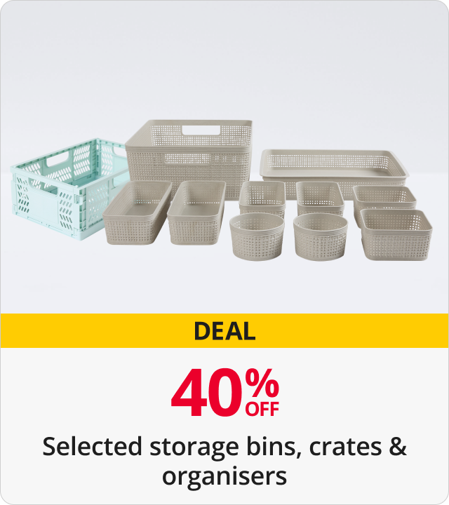 40% Off Selected storage bins, crates & organisers 