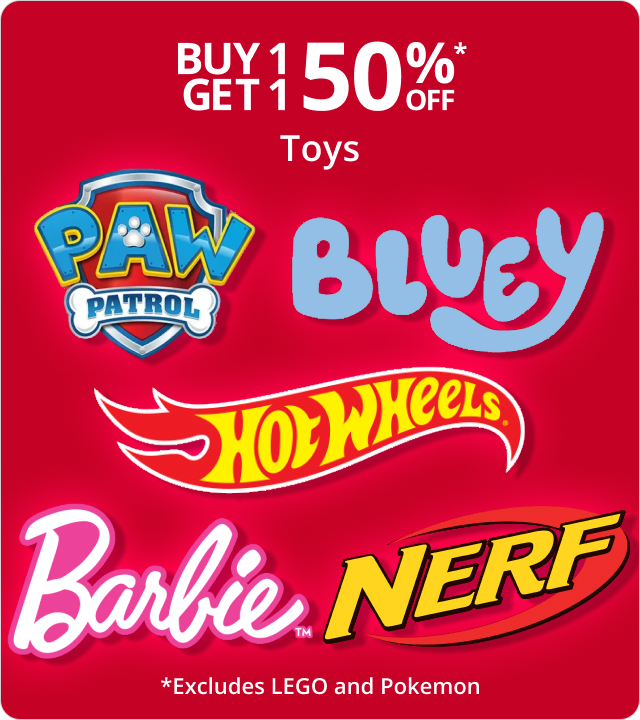 Buy 1 get 1 50% off selected toys