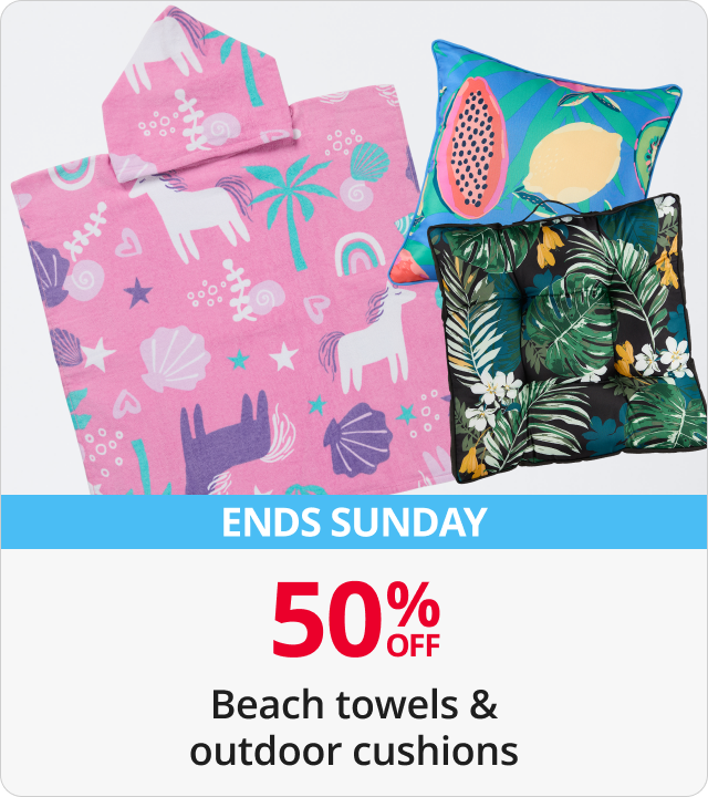 50% Off Beach Towels & outdoor cushions 