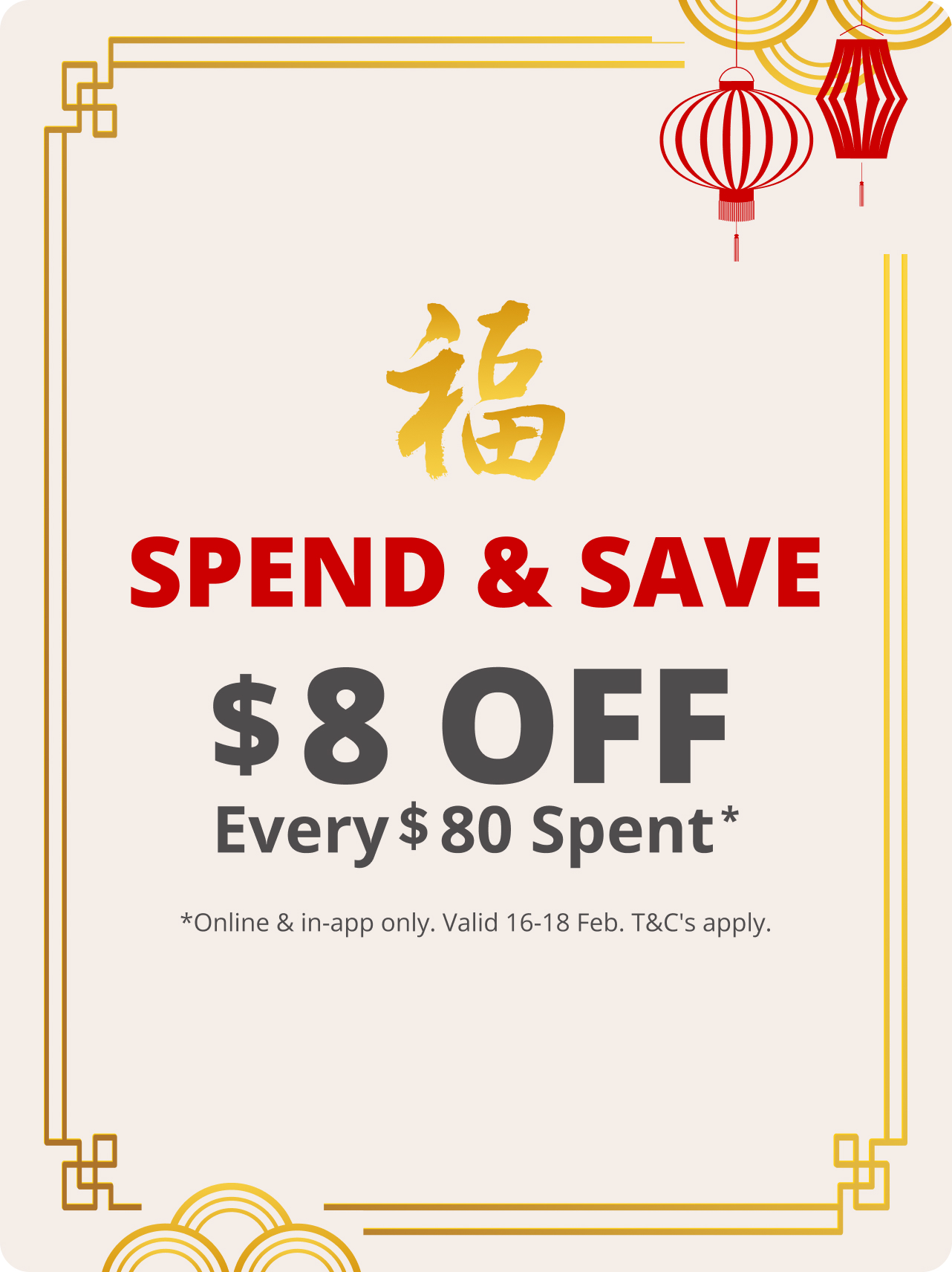 $8 off $80 Online Only - T&C's Apply 