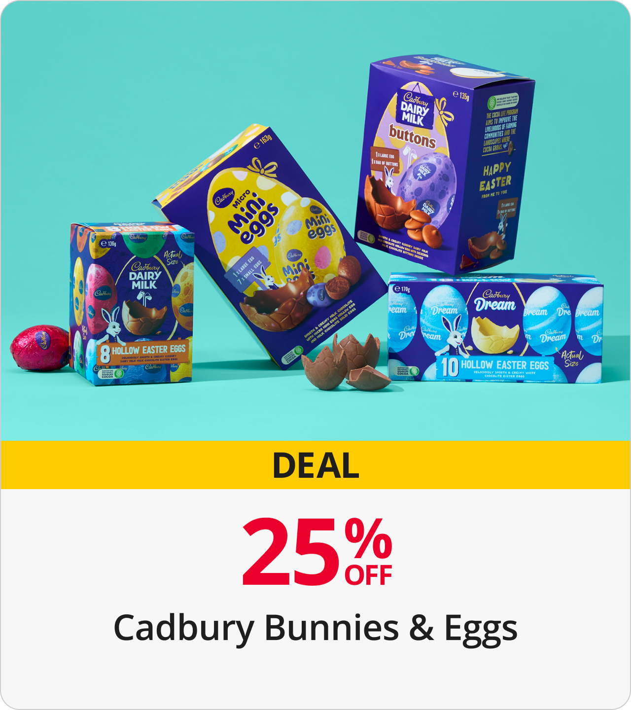 25% Off Cadbury Bunnies & Eggs 