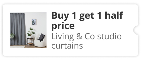 Buy 1 get 1 half price living and co studio curtains 