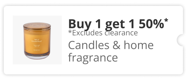 Buy 1 get 1 50% Off candles and home fragrance 