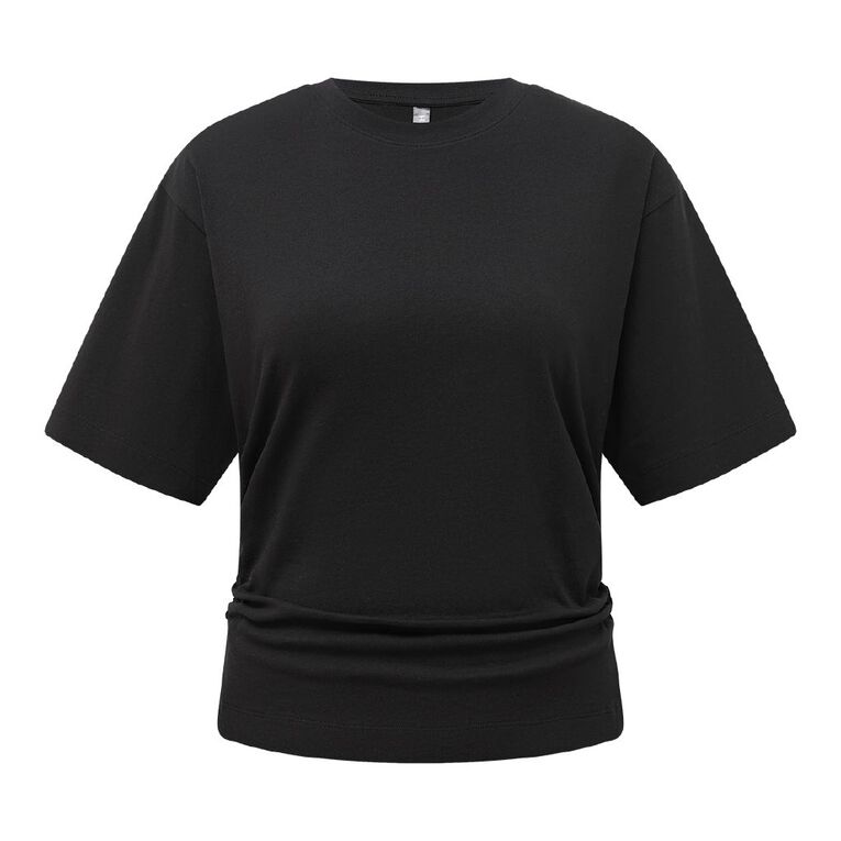 H&H Women's Short Sleeve Gathered Waist Tee