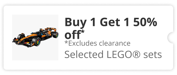 Buy 1 get 1 50% off selected Lego 