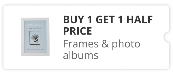 buy 1 get 1 half price on frames and photo albums 