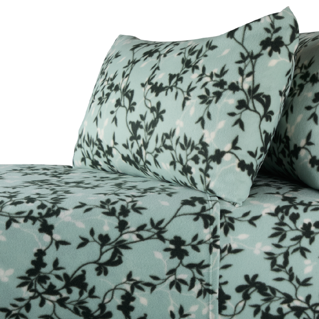 Living & Co Polar Flannel Printed Sheet Set Green Queen