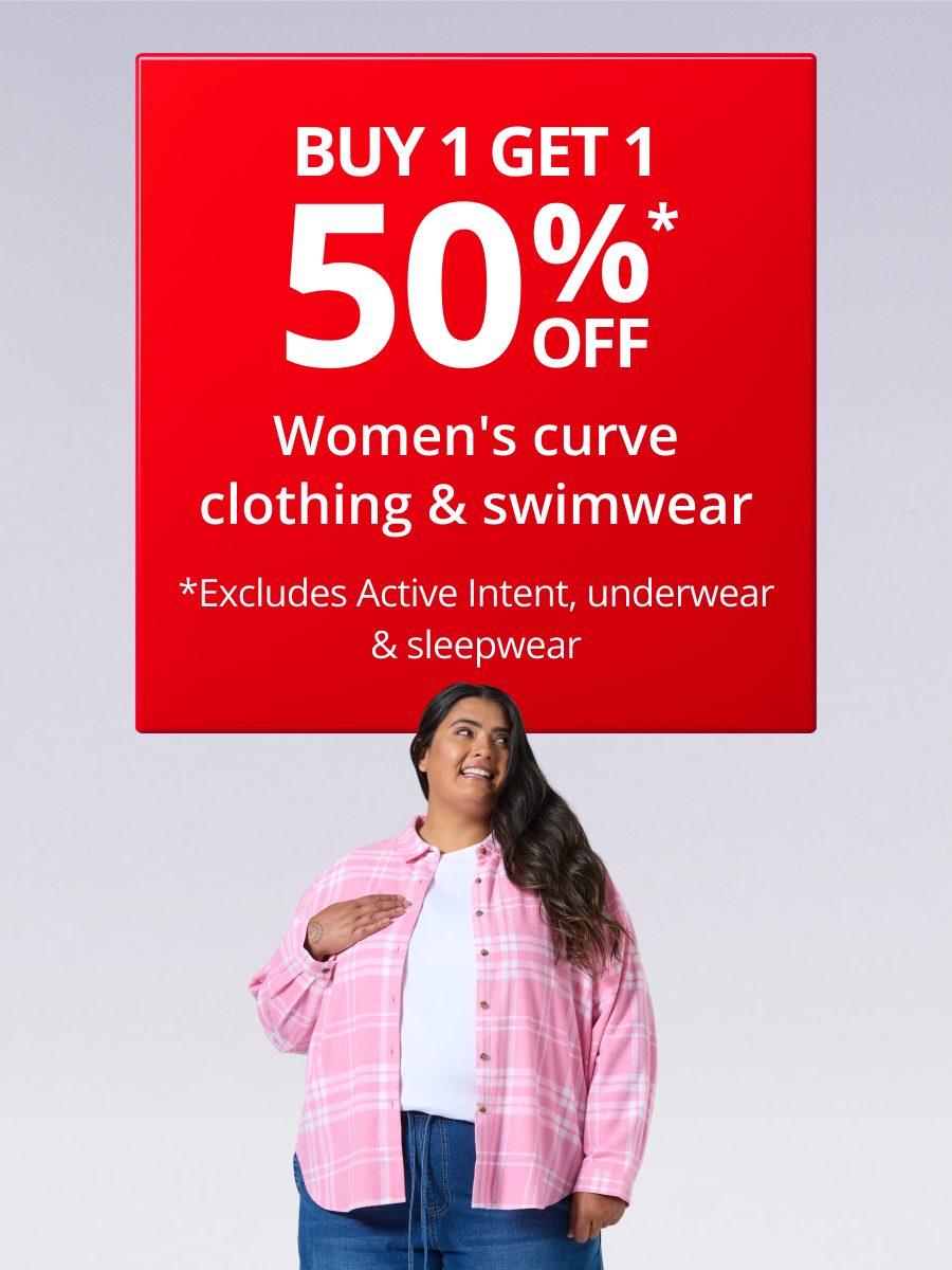 Buy 1 get 1 50% Off Women's Curve clothing & swimwear 