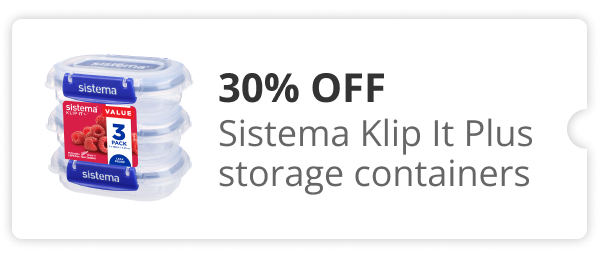 30% Off Sistema Klip It Plus storage containers 