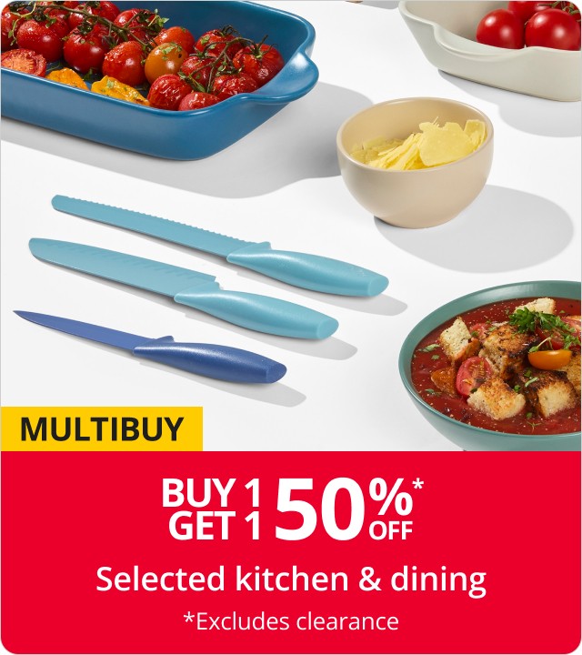 Buy 1 get 1 50% off selected kitchen & dining 