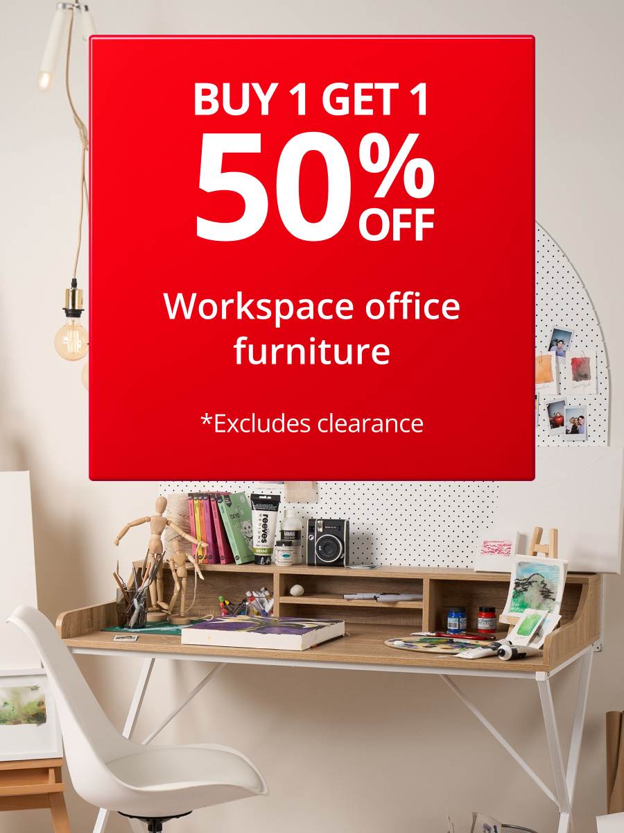 Buy 1 get 1 50% off workspace office furniture 