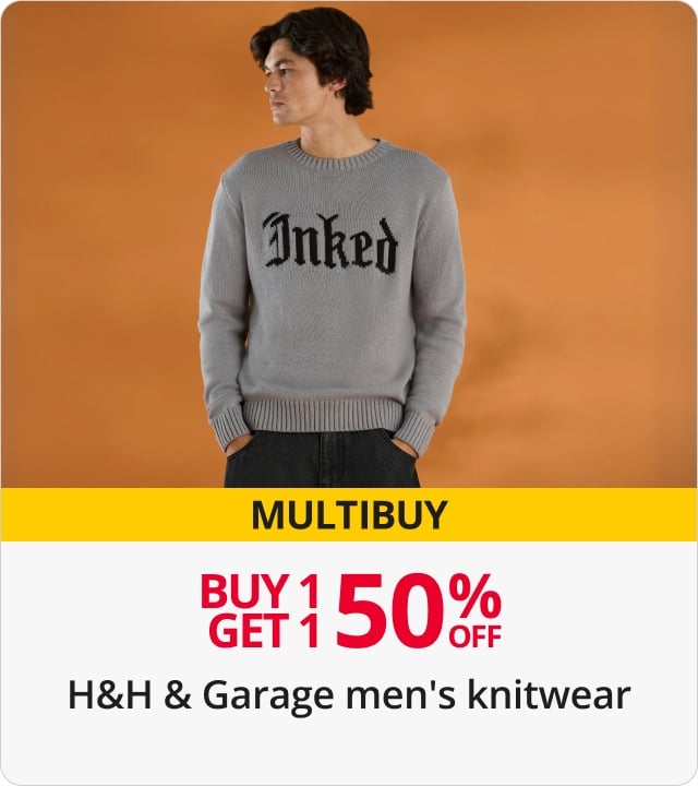 Buy 1 get 1 50% Off H&H & Garage Mens Knitwear 